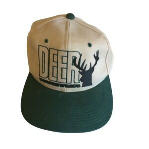 Deer Embroidered Beige & Green Snapback Hat By Signature